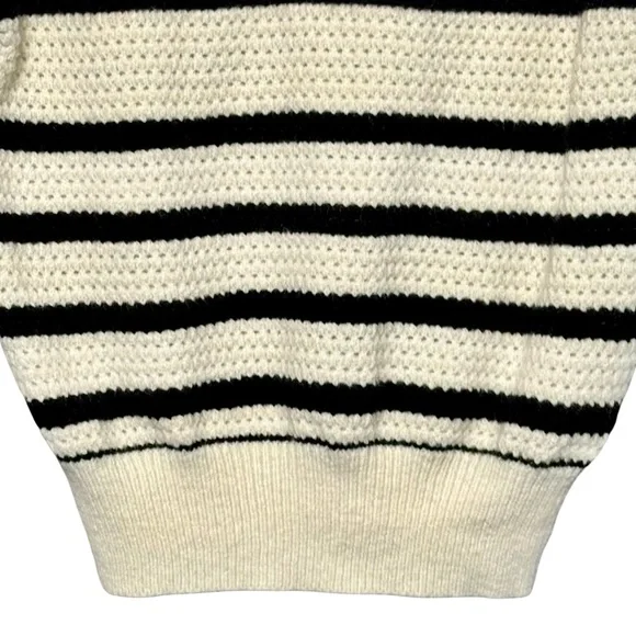 BIBI Floral Crochet Ruffle Flutter Sleeve Striped Cottagecore Sweater Blouse Top - Picture 8 of 11